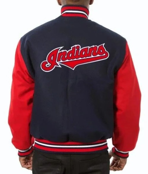 Cleveland Varsity Navy Blue And Red Jacket