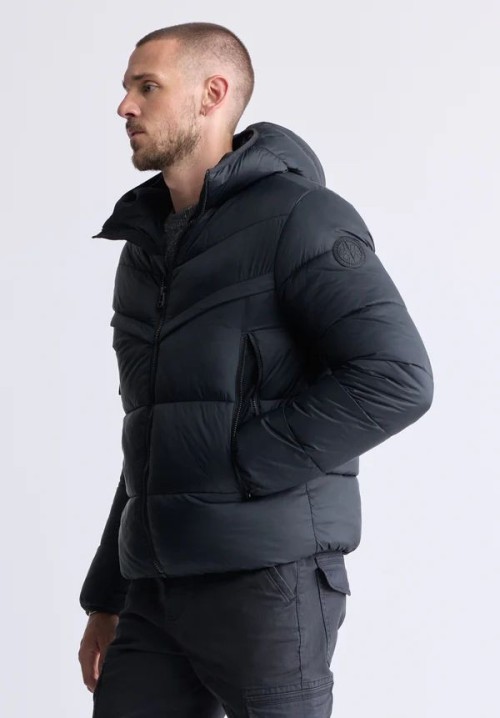 Black Mens Hooded Puffer Jacket