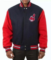 Cleveland Varsity Navy Blue And Red Jacket