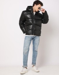 Men Zip-Front Regular Fit Hooded Puffer Jacket