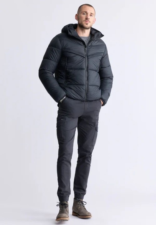 Black Mens Hooded Puffer Jacket