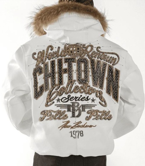 Pelle Pelle Chi-Town White Jacket Fur Collar