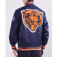 Chicago Bears Mashup Classic Rib Navy Full-Snap Satin Jacket