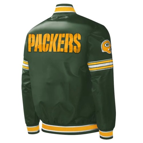 Men’s Green Bay Packers Starter Green Midfield Satin Full-Snap Varsity Jacket