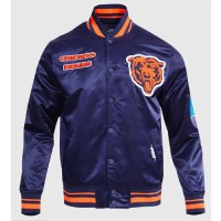 Chicago Bears Retro Classic Rib Full-Snap Satin Jacket