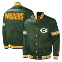 Men’s Green Bay Packers Starter Green Midfield Satin Full-Snap Varsity Jacket