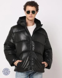 Men Zip-Front Regular Fit Hooded Puffer Jacket