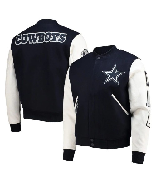 Dallas Cowboys Navy and White Varsity Jacket