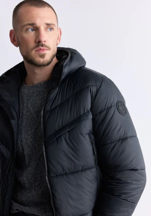 Black Mens Hooded Puffer Jacket